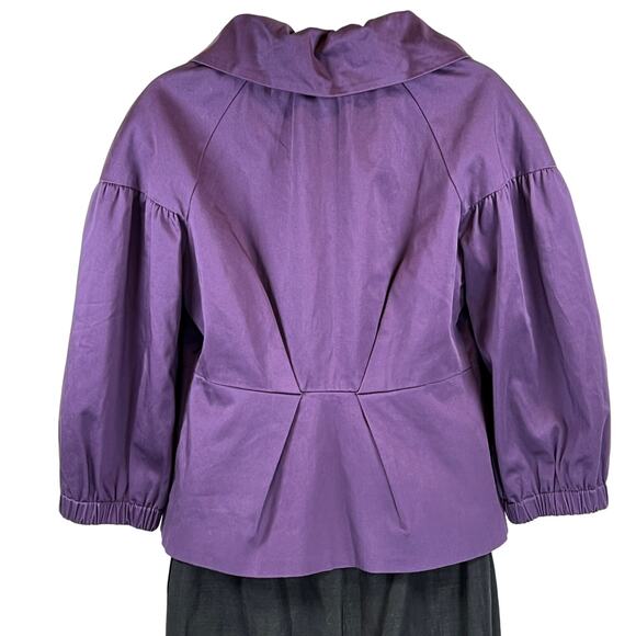 Elle Snap Front Peplum Jacket Women's S Purple Plum 3/4 Sleeve Peter Pan Collar - Picture 2 of 12